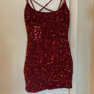 Lucy In The Sky burgundy sequin dress